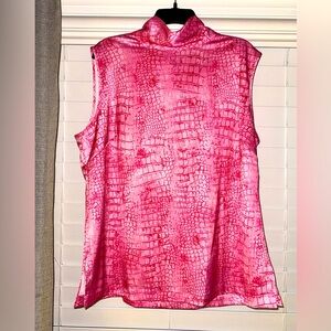 Hot Pink Crocodile Print Blouse Black Label Chico’s